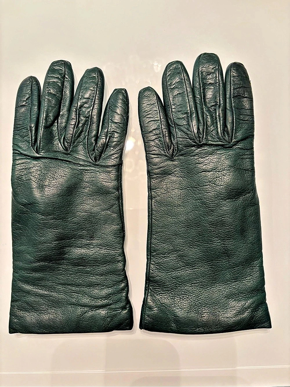 Evergreen Cashmere-Lined Leather Gloves Size 7 Preloved